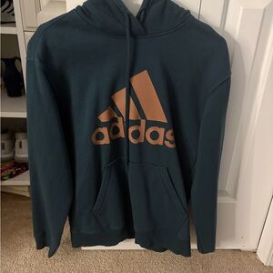 Adidas Men's Dark Teal and Copper Hoodie